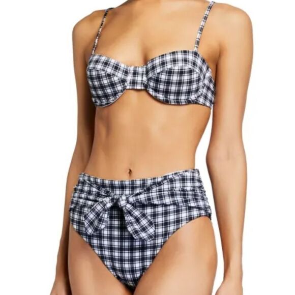 2 Piece Veronica Beard black and whiteGingham Bikini set - Picture 1 of 15